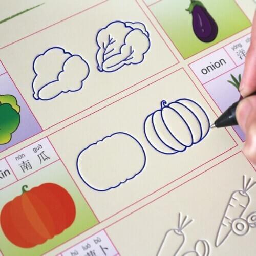 Childrens stick figure Reusable Painting Copybook Hand Writing Groove Training Auto Fades Educational Toys For Children Games