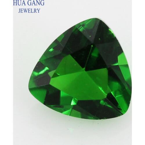 Green Trillion Shape Princess Cut Loose Glass Beads Synthetic Gems For Jewelry Size 3x3~12x12mm Free Shipping