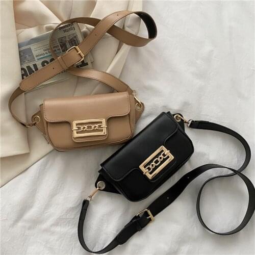 Womens Shoulder Bag Small Square Exquisite Metal Lock Decoration Luxury Leather Crossbody Waist Wholesale 2021 New Female Bags