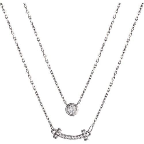 Double-layer Necklace Women Zircon Geometric Necklace Women Stacking Wear High-Quality Temperament Clavicle Fashion Chain Women