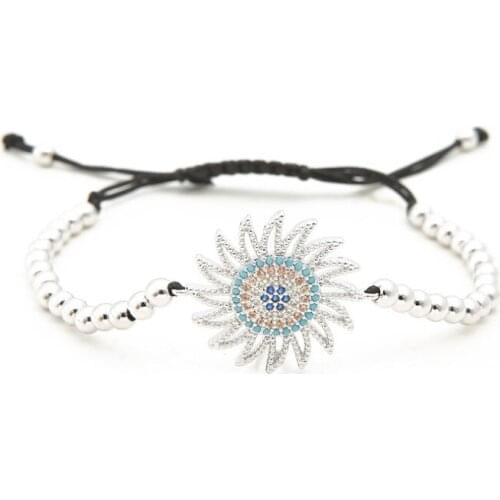 Gold silver micro pave cz Cubic Zirconia rope adjusted Copper Beads Bracelet jgh4 Charm Braided Bangles