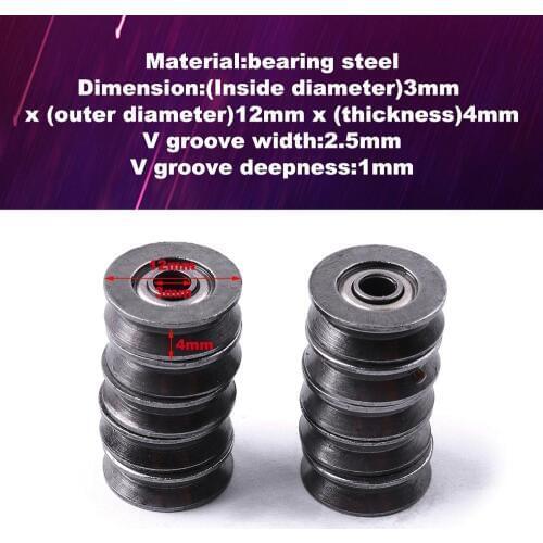 1/2/5/10/20/50 Pcs V623 Pulley Bearing Deep V Groove Bearing Steel Ball Bearing Set 3x12x4mm Shaft Bearings Kits