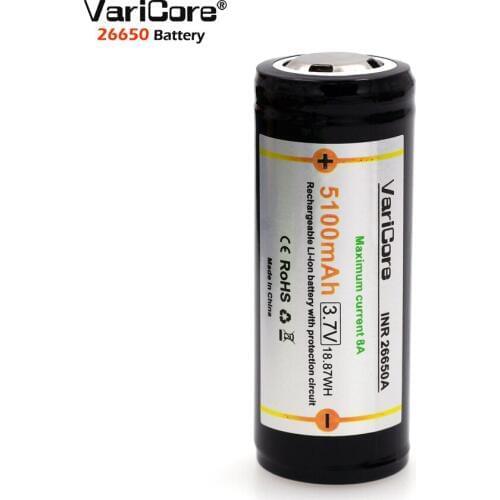 1 PCS. New VariCore Protection 26650 5100 mAh 3.7 V Lithium-Ion Rechargeable Battery with PCB 8A 3.6 V Battery For Flashlight