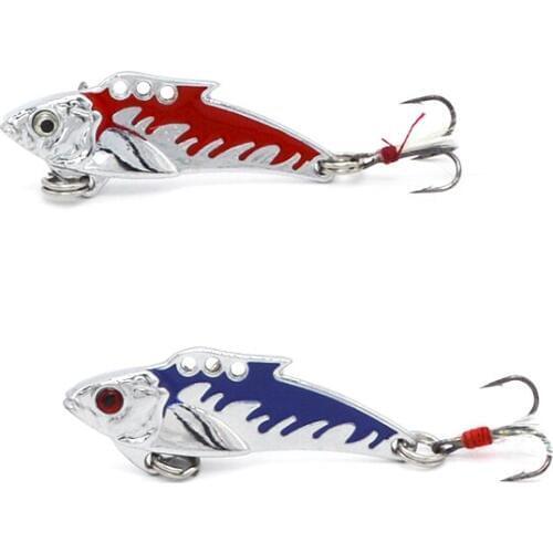 2Pcs/lot Wobbler fishing lure Blue/Red 5cm 8.4g spoon bait fishing metal lure hard fly fishing fishing spoon With 3D Eyes