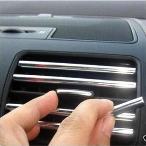 3Meters U Style DIY Car Interior Air Conditioner Outlet Decoration Strip Vent Grille Chrome Decor Strip Silver Car Accessories