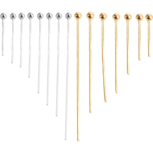 50Pcs/Lot Stainless Steel Head Pins Beads T-pins For DIY Jewelry Making necklace Accessories Earring Findings Supplies
