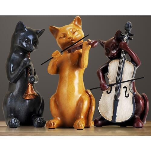 American Creative Resin Figurine Three cat bands tabletop miniature crafts For Home Decoration Craft gift