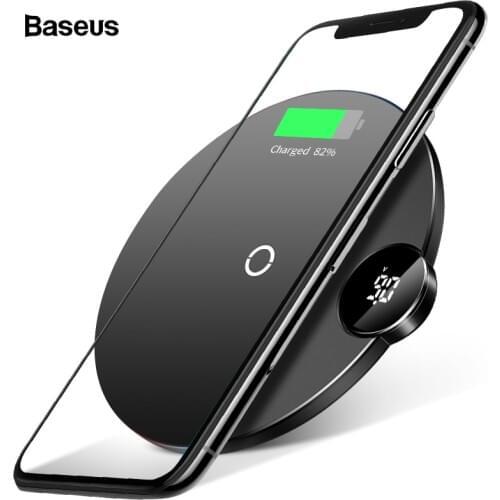 Baseus LED Digital Display Qi Wireless Charger For iPhone 11 Pro Max Xs XR X 10W Qi Wireless Fast Charging Pad For Samsung S10