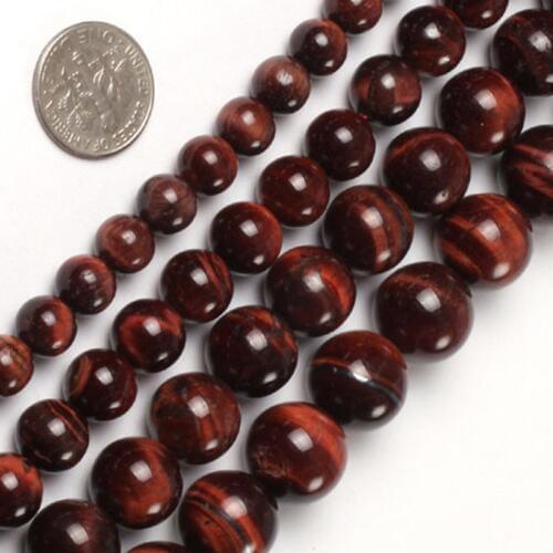 Gem-inside 8-16mm Natural Round Red Tiger Eye Stone Loose Beads For Jewelry Making Beads 15'' DIY Beads Bracelet Necklace Gift