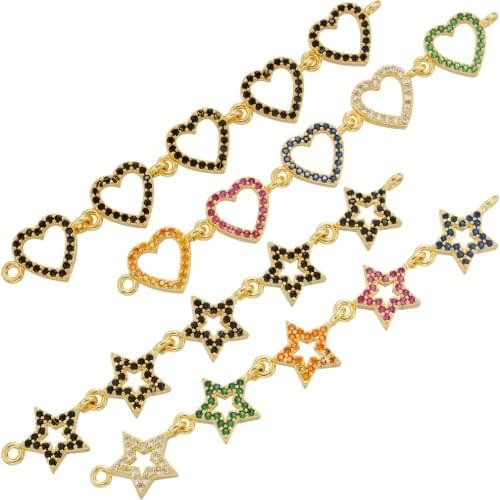 ZHUKOU NEW gold color heart/star shape DIY chain women handmade chain for necklace bracelet jewelry accessories supplies VL83