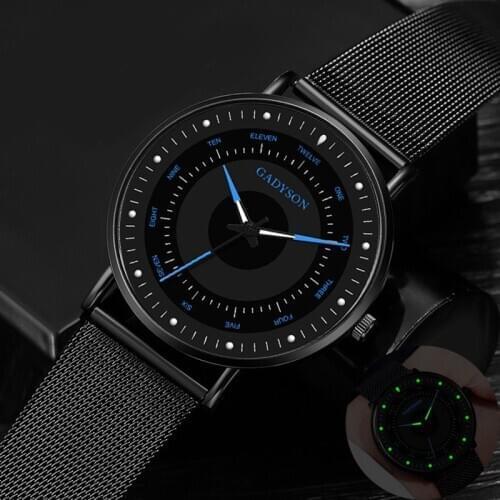 Men Watches Luxury Famous Top Brand Men Stainless Steel Mesh Calendar Watch Men Business Luminous Quartz Watch Relogio Masculino