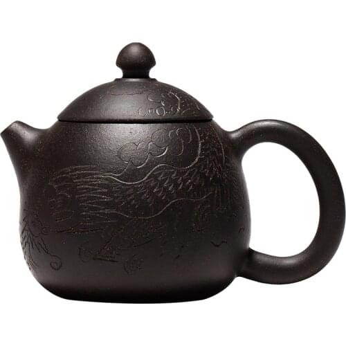 Zisha Teapot 6.4 Oz Yixing Clay Tea Pot With Filter Funny Handmade,Chinese Kung Fu Tea Maker Set - Dragon Egg