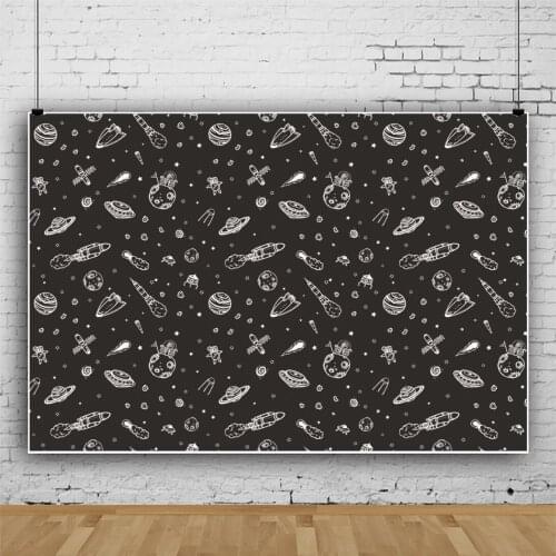 Black and White Stick Figure Rocket Flyer Portrait Photography Backdrop Decor For Photo Background Studio Photocall Props