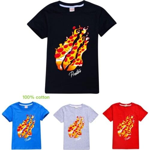 Childrens Gamer Style Boys Girls Cotton Short-sleeve Clothing Kids Preston Playz Paw Pattern Fashion trend summer T-shirt Tops