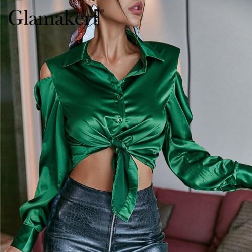 Женские атласные рубашки Glamaker China At AliExpress