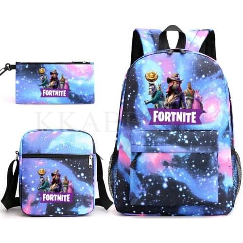 Hot Fortnite 3pcs bag set boys school bags kids school backpack for boy bookbag student schoolbag kids pen pencil bag