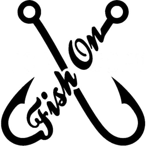 Fish Hook Water Fishing Decals High Quality Car Window Decoration Personality Pvc Waterproof Decals Black/white, 13cm*13cm