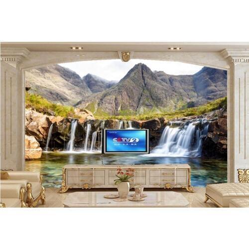 Custom mural wallpaper,Waterfalls Mountains Stones Nature wallpaper papel de parede,living room sofa TV wall bedroom wallpaper