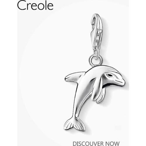 Charm Pendant Dolphin,2018 Fashion Jewelry Trendy Pure 925 Sterling Silver Gift For Women Men Fit Bracelet Necklace