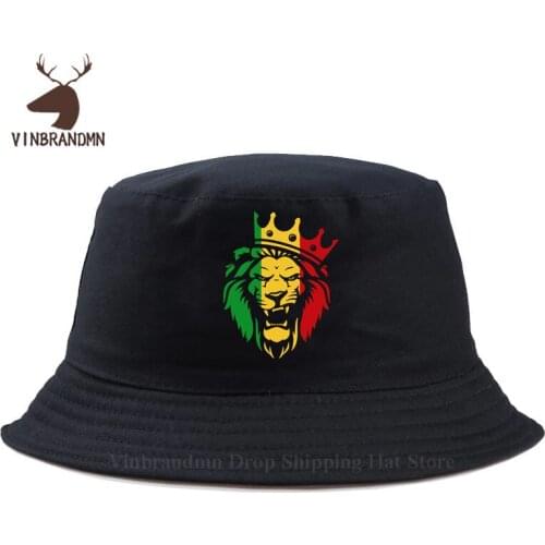 Rasta Lion of Judah Cotton Bucket hats Rastafarian Reggae Ethiopian Lion Baseball caps Trend Fashion Valentine Gift Fishing hat