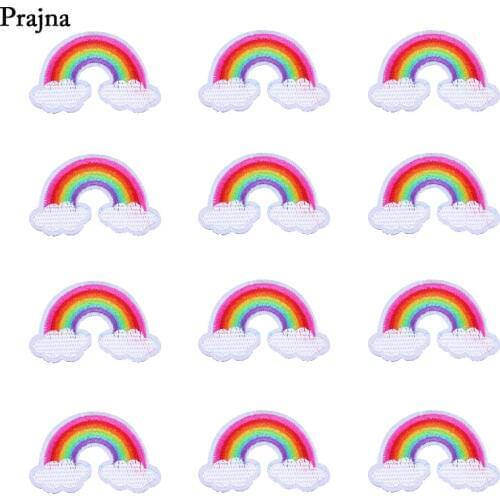 Prajna 10PCS Rainbow Ironing Patch Embroidered Sticker On Clothing Homosexual Love Patch Logo Baby Jean DIY Applique Cartoon Bag