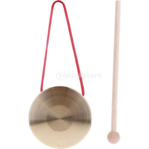 Hand Gong Cymbals w/ Wooden Stick for Band Rhythm Percussion Kids Music Toy