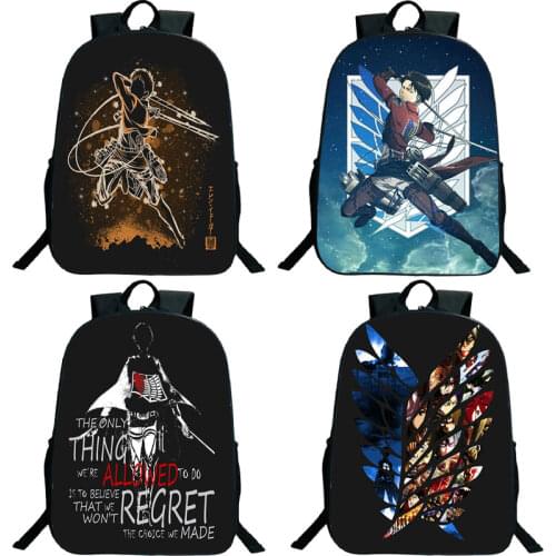 Anime Attack on Titan Eren Levi Backpack Teens Shingeki No Kyojin Knapsack Students School bag Unisex boys girls Travel Rucksack