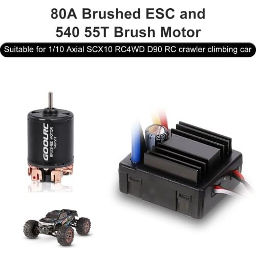 GOOLRC 540 45/55T Brushed Motor 80A Brushed 3S ESC with Programming Card for 1/10 Axial SCX10 RC4WD D90 RC Crawler Climbing Car