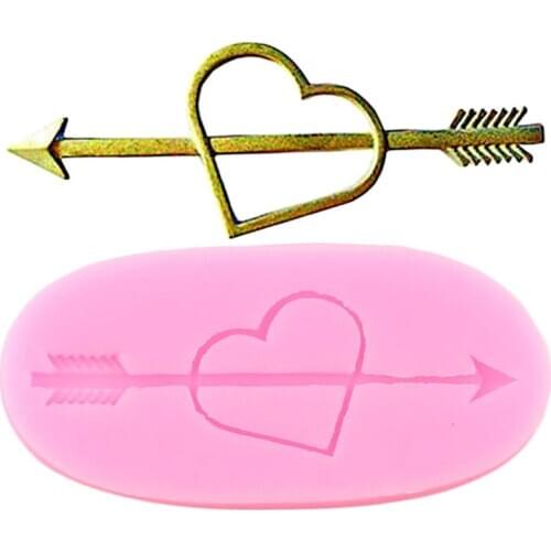 Arrow Love Heart Silicone Molds Cupcake Topper Fondant Mold DIY Wedding Cake Decorating Tools Candy Polymer Clay Chocolate Mould