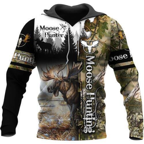 Moose Hunting Camo 3D Print Hoodies men/women Harajuku Fashion Hooded Sweatshirt Autumn Hoody Casual streetwear hoodie SL-074