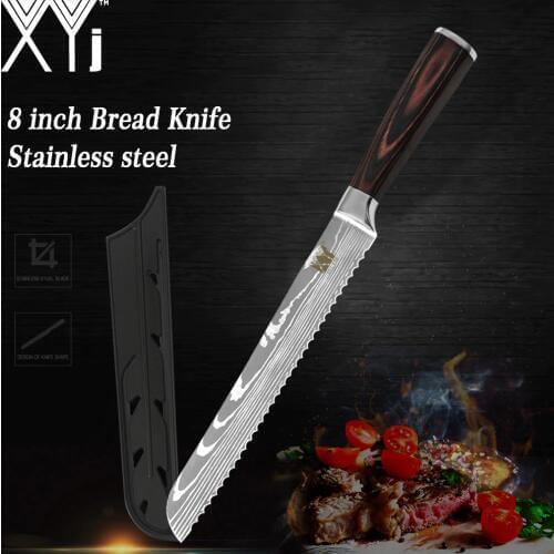 XYj Japanese Style Bread Knife Stainless Steel Kitchen Cleaver Knife Chefs High Carbon Baking Knives Professional Chef Cleaver