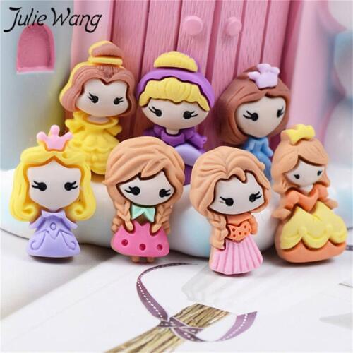 Julie Wang 10pcs Fashion Cartoon Little Princess Charms Random Bracelet Resin Decor Handmade Crafts Jewelry Accessory Ornament
