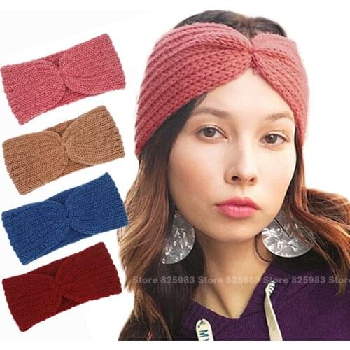 Winter Warm Headbands Hairband for Women Girls Wool Turbans Bandana Solid Knitted Wide Headwrap DIY Head Band Hair Accessories