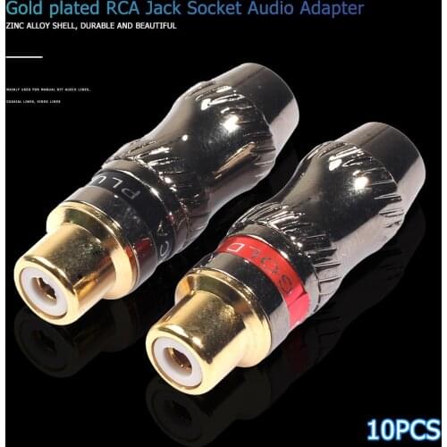 10pcs RCA Female Terminals Gold Plated Audio Video Adapter Soldering Connector Zinc Alloy Shell Strong Durable Beautiful