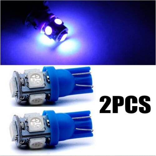 2PCS Super BLUE T10 5050 5-SMD LED Interior Light bulbs W5W 192 194 158 168 2825