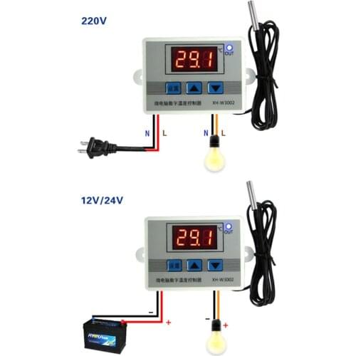 12V/24V/220V Digital LED Temperature Controller Thermostat Control Probe Sens