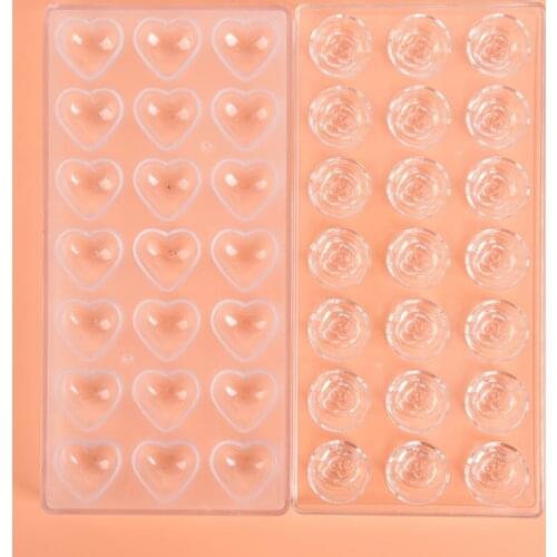 3D Chocolate Bar Mold Forms Heart Polycarbonate Moulds Tray Plastic Baking Pastry Tools for Moldes Para Chocolate Candy Mould