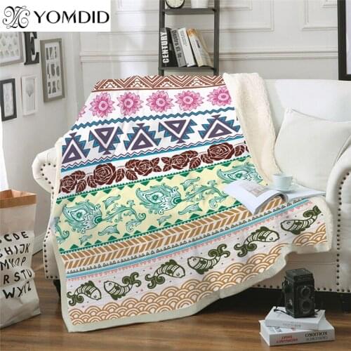 3D Printed Mandala Series Blanket Thickened double-layer Blanket Geometric Pattern Thick Tapestry Coral Quilt Cover Blankets