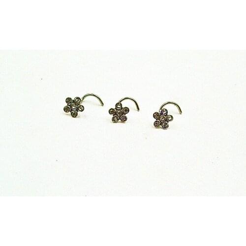 30pcs/lot Free Shipping Nose Rings Gems Flower Nostril Nose Ring Screw Studs Body Piercing Jewelry