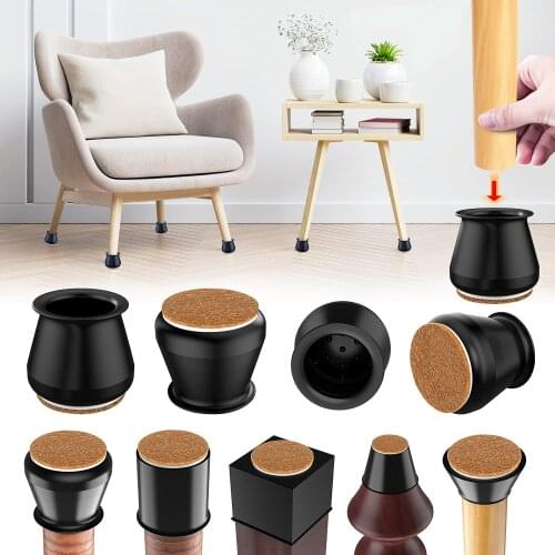 16/24/32Pcs Chair Leg Covers Felt Bottom Soft Silicone Furniture Foot Protector Pads Anti-slip Table Legs Floor Protection Mat