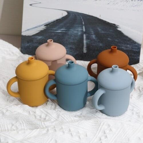 Baby Learn to Drink Cup Childrens Silicone Straw Cup Leak-proof Cup Straw Cup Baby Training Straw Cup