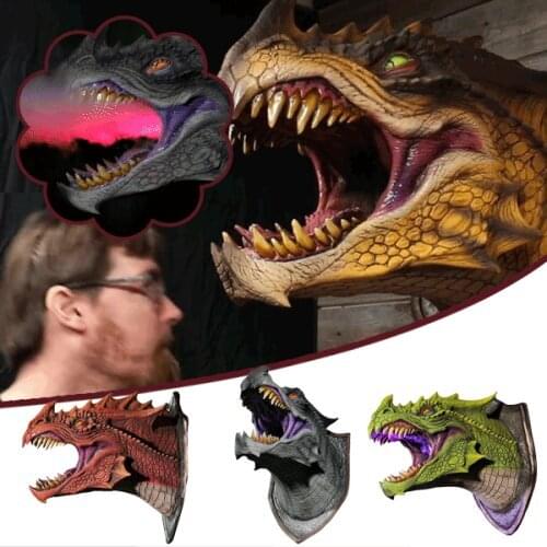 Dragon Legends Prop 3D Wall Mounted Dinosaur Sculpture Wall Art Life-like Glow