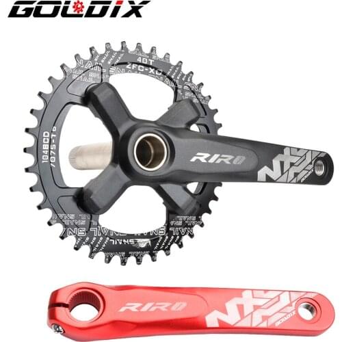 GOLDIX Bicycle Crank Chainwheel 104BCD MTB Bike Crankset Aluminum Alloy with Bottom 170/175mm Crank Black Red 32T 34T 36T 38T