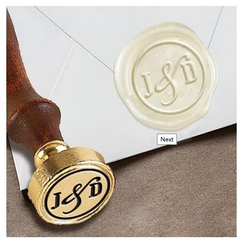 Personalized Monogram 2-Initial Custom Wax Seal Stamp 1" Die- #2105 Times Roman Font Duogram with Line Border
