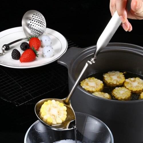 Long Handle Stainless Steel Oil Filter Spoon Skimmer Slotted Spoon Soup Oil Separation Cooking Colander Tools Kitchen Gadgets