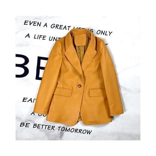 2020 Women Spring Genuine Real Sheep Leather Jacket E39