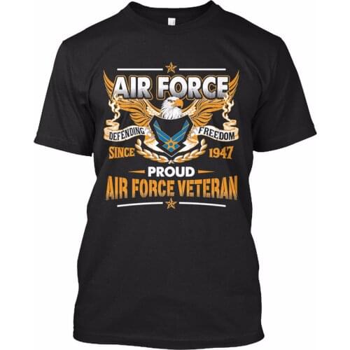 Trendy Airforce Veteran - Air Force Defending Freedom T-Shirt. Summer Cotton Short Sleeve O-Neck Mens T Shirt New S-3XL