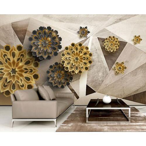 Bacaz 8D Relief Large Polygon Mural 3d Abstract Flower Wallpapers Mural for Sofa TV Background 3D Wall Photo Mural Wall paper