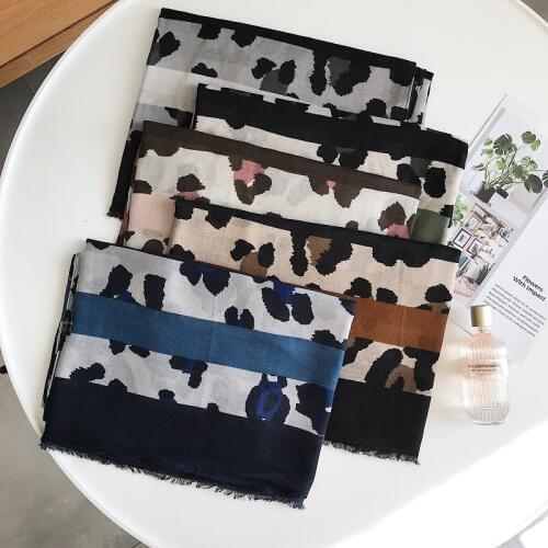 2018 Newest Fashion Cotton Big Leopard Print Fringe Scarves Shawls Good Quality Stripe Wrap Scarf Hijab 5 Color Free Shipping