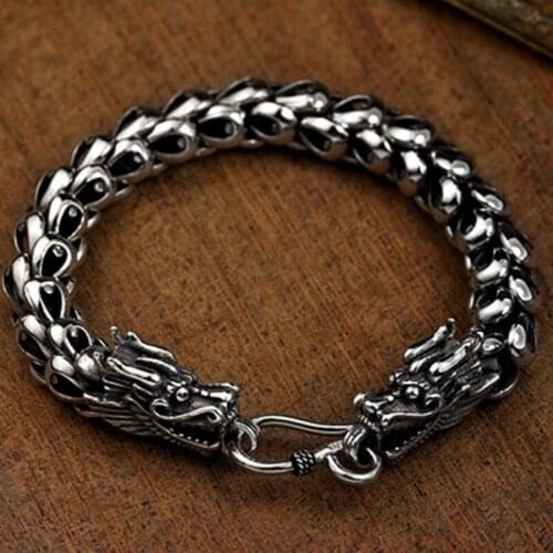 New Pure 925 Sterling Silver Bracelet 7mm Dragon Feather Link Bracelet 9.05"L 40.8g